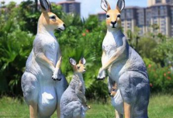 彩繪袋鼠雕塑 仿真動物雕塑 步行街擺件