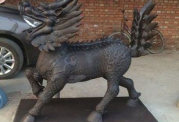 古銅色獨(dú)角獸雕塑 大型城市雕塑 商業(yè)街?jǐn)[件