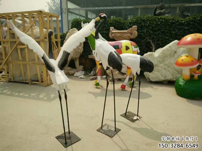 彩繪仙鶴雕塑 仿真動物雕塑 步行街擺件 彩繪仙鶴雕塑 仿真動物雕塑 步行街擺件