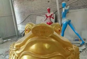 店門口金蟾雕塑 創(chuàng)意招財動物雕塑 仿真擺件