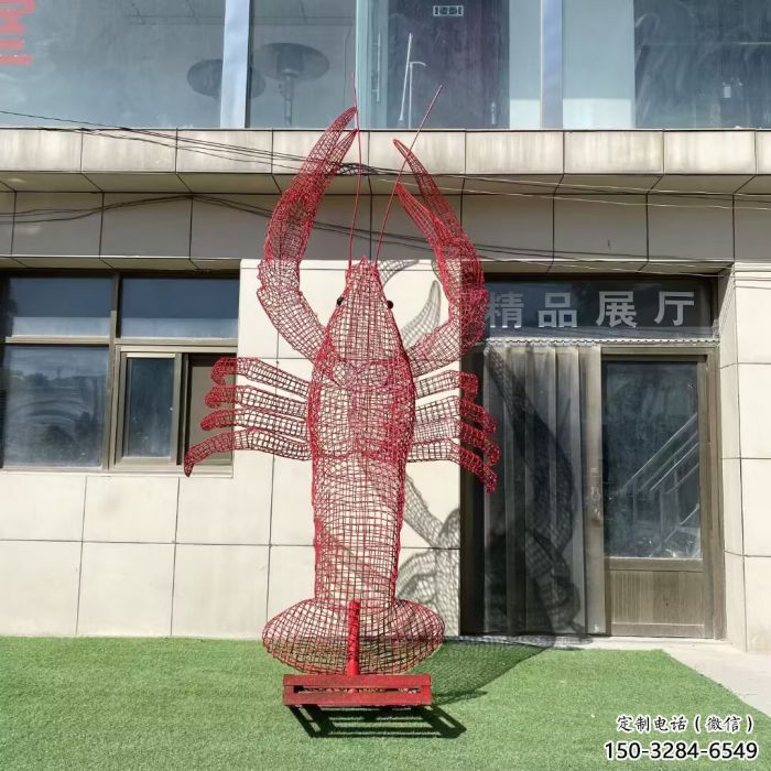 鏤空龍蝦雕塑 廣場(chǎng)近代雕塑 門口小品 鏤空龍蝦雕塑 廣場(chǎng)近代雕塑 門口小品