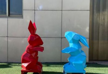 抽象兔子雕塑 店門口彩繪雕塑 步行街?jǐn)[件