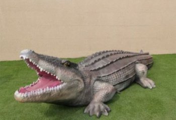 抽象鱷魚(yú)雕塑 店門(mén)口彩繪雕塑 步行街?jǐn)[件