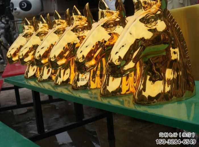 抽象馬頭雕塑 店門口彩繪雕塑 步行街擺件