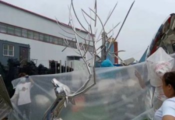 抽象鹿頭雕塑 店門口彩繪雕塑 步行街擺件