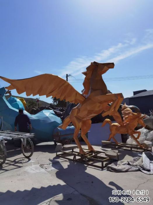 田間飛馬雕塑 彩繪仿真雕塑 園林擺件 田間飛馬雕塑 彩繪仿真雕塑 園林擺件