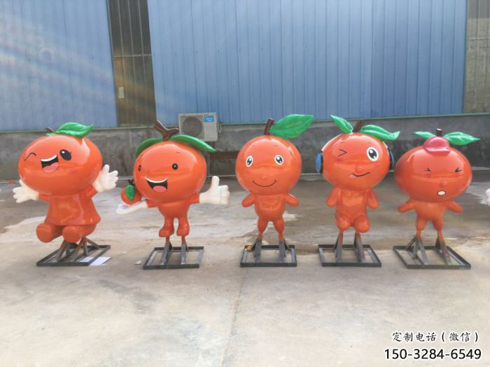 抽象橙子雕塑 店門(mén)口彩繪雕塑 步行街?jǐn)[件
