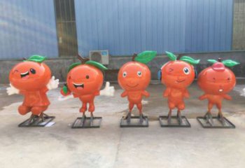 抽象橙子雕塑 店門口彩繪雕塑 步行街?jǐn)[件