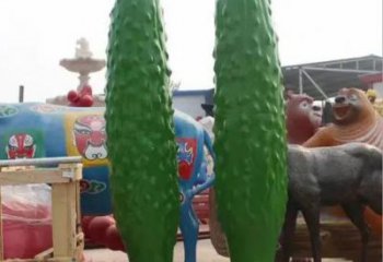 田間黃瓜雕塑 彩繪仿真雕塑 園林?jǐn)[件