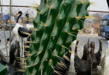 創(chuàng)意仙人球雕塑 步行街店門口雕塑 花卉小品