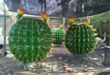 幾何仙人球雕塑 庭院仿真雕塑 彩繪擺件