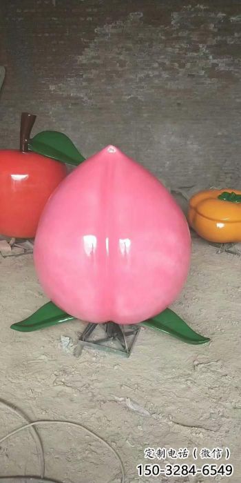 售樓處桃子雕塑 商業(yè)街仿真雕塑 水果擺件