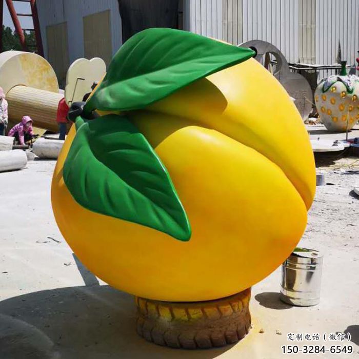 商業(yè)街黃桃雕塑 售樓處雕塑 水果擺件
