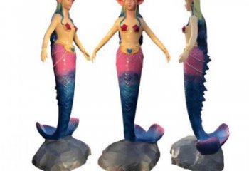 田間美人魚雕塑 彩繪動漫雕塑 園林?jǐn)[件