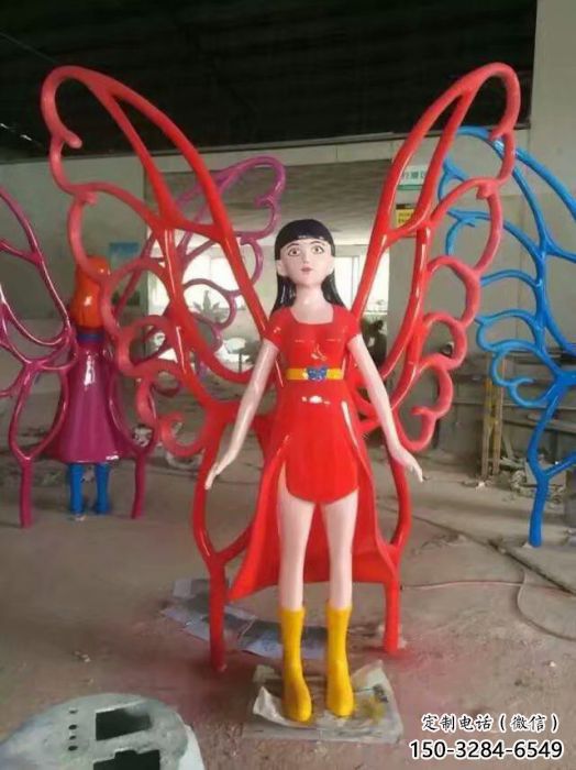 仿古蝴蝶仙子雕塑 庭院彩繪雕塑 田間小品 仿古蝴蝶仙子雕塑 庭院彩繪雕塑 田間小品
