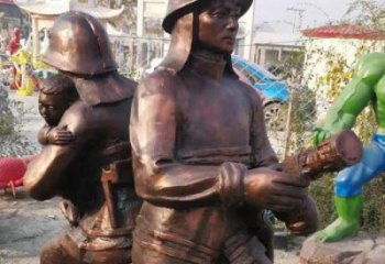 創(chuàng)意消防員雕塑 步行街店門(mén)口雕塑 民俗小品