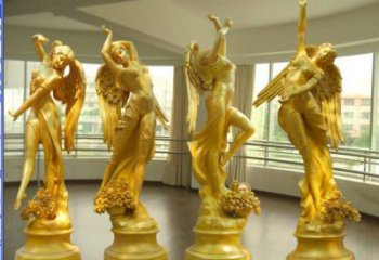 抽象四季女神雕塑 店門(mén)口彩繪雕塑 步行街?jǐn)[件