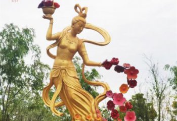 彩繪天女散花雕塑 大型城市雕塑 商業(yè)街?jǐn)[件