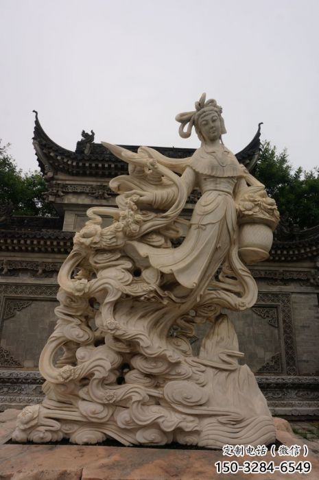 城市天女散花雕塑 風(fēng)景區(qū)彩繪雕塑 抽象擺件