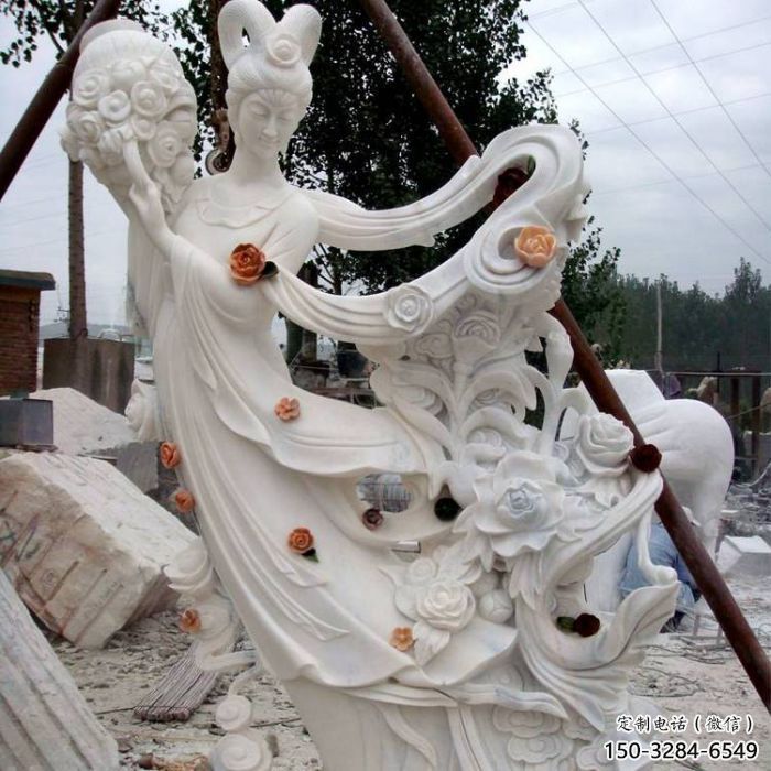 公園天女散花雕塑 酒店門(mén)口雕塑 彩繪擺件 公園天女散花雕塑 酒店門(mén)口雕塑 彩繪擺件
