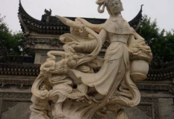 城市天女散花雕塑 風(fēng)景區(qū)彩繪雕塑 抽象擺件