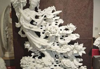 園林天女散花雕塑 田間彩繪雕塑 神話擺件