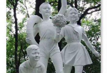 仿古少先隊員雕塑 庭院彩繪雕塑 學(xué)校小品