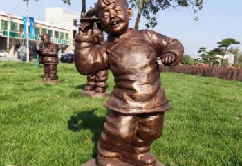 街道小孩子雕塑價格 現(xiàn)代景觀玩耍雕塑 彩繪童趣雕塑