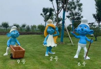 步行街藍精靈雕塑價格 游樂場景觀卡通雕塑 戶外動漫雕塑