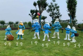 大門(mén)口藍(lán)精靈雕塑制造商 公園卡通雕塑 仿真動(dòng)漫雕塑