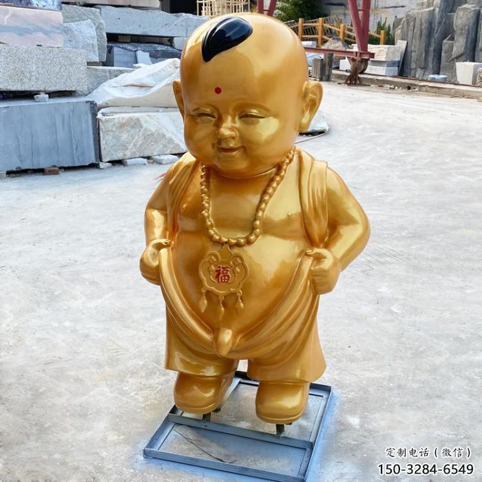 創(chuàng)意小和尚雕效果圖塑 鑄銅兒童雕塑 公園肖像雕塑