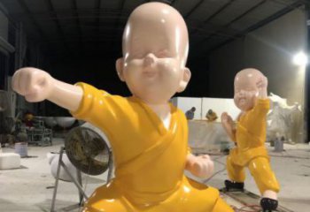 預(yù)定小和尚雕塑 烤漆大型兒童雕塑 酒店肖像雕塑