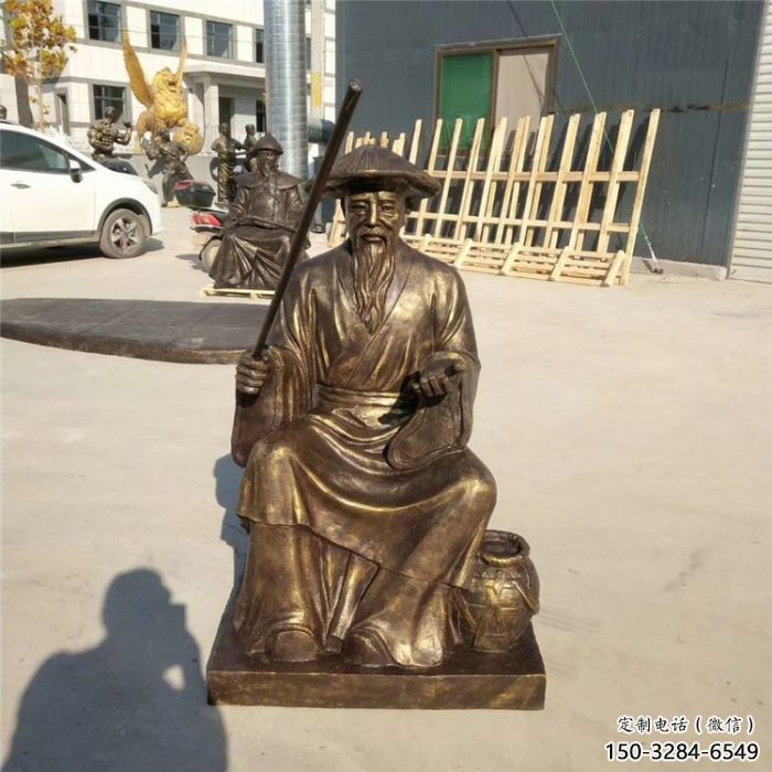 玻璃鋼姜太公雕塑 步行街釣魚雕塑 大型民俗雕塑