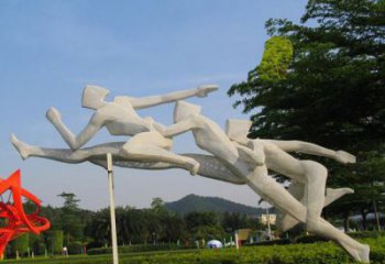 大型跨欄雕塑廠家 歐式步行街體育雕塑 彩繪運(yùn)動(dòng)員雕塑
