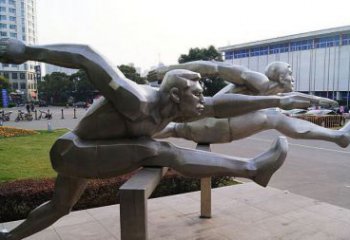 跨欄雕塑廠家 抽象藝術(shù)體育雕塑 烤漆運(yùn)動(dòng)員雕塑