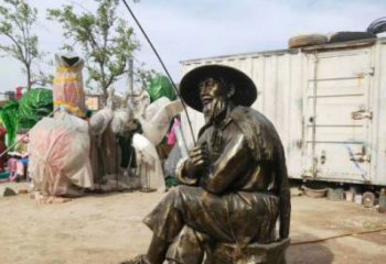 廣場(chǎng)船夫雕塑 抽象民俗雕塑 烤漆玻璃鋼雕塑