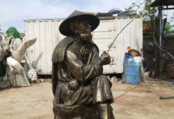 彩繪漁民雕塑 街頭民俗雕塑 玻璃鋼捕魚雕塑