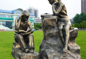 大門口看書雕塑廠家 公園人物雕塑 仿真學(xué)生雕塑