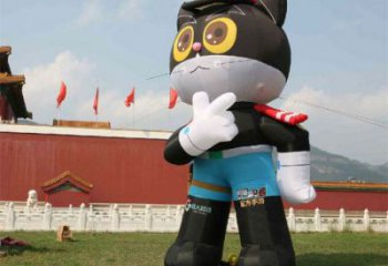 創(chuàng)意黑貓警長(zhǎng)雕塑廠家 彩繪卡通雕塑 公園雕塑