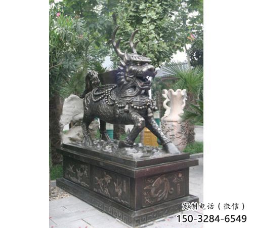 城市麒麟雕塑，景觀(guān)動(dòng)物雕塑，古銅效果