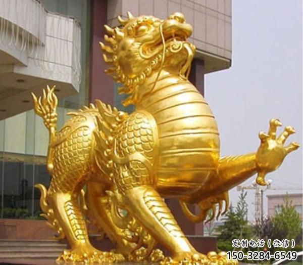 大型麒麟雕塑，鍍金動物雕塑，鍍金工藝