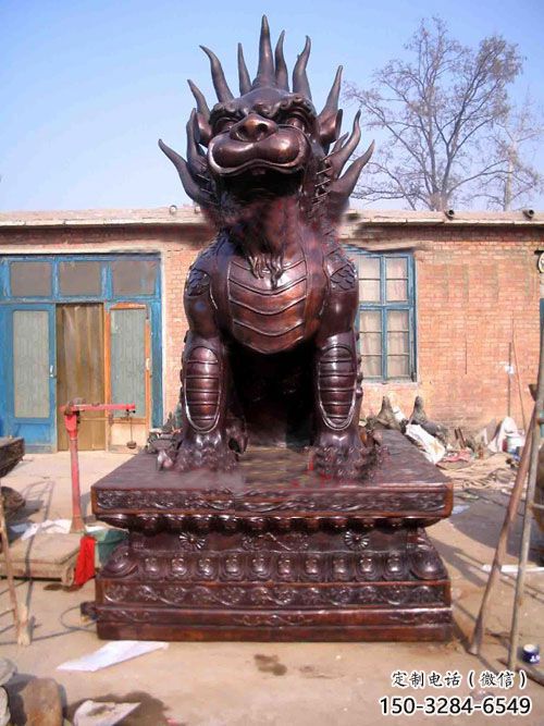 生產(chǎn)麒麟雕塑廠家，動物景觀雕塑，仿古擺件