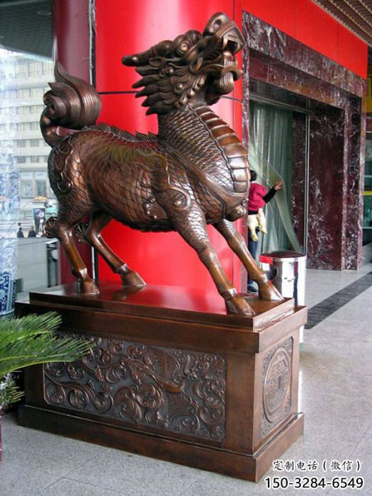 加工麒麟雕塑廠家，仿銅動物雕塑，抽象效果