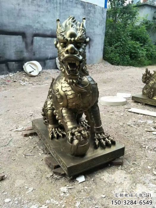 室外麒麟雕塑，動(dòng)物仿銅雕塑，抽象效果