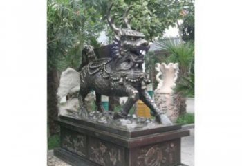 城市麒麟雕塑，景觀動物雕塑，古銅效果