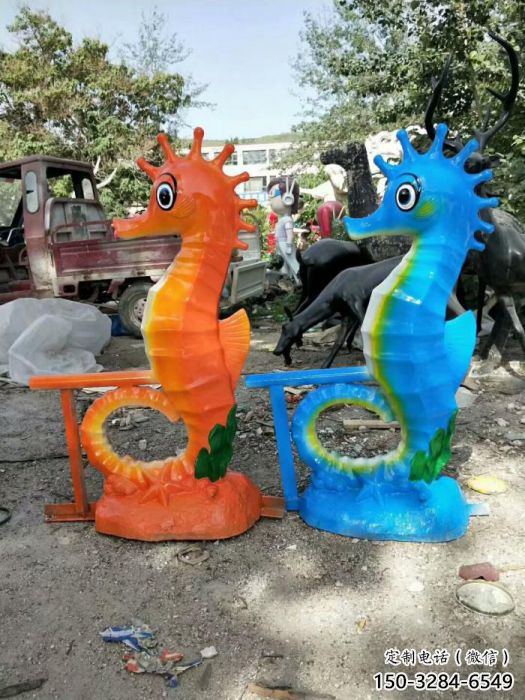 步行街河馬雕塑，玻璃鋼動物雕塑，仿真方式