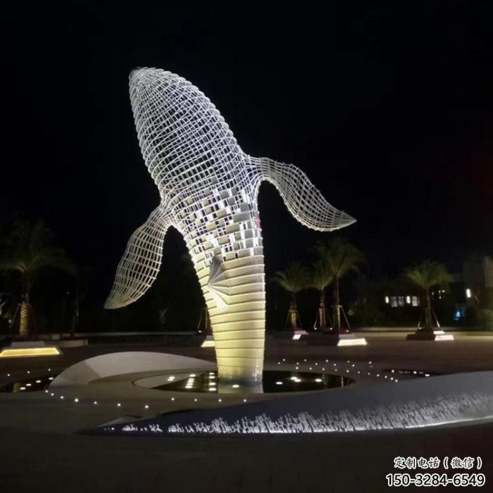 大型鯨魚雕塑，鏤空燈光原理，動物公園擺件
