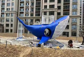 鯨魚(yú)雕塑廠家，烤漆彩繪工藝，廣場(chǎng)景觀擺件