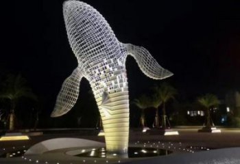 大型鯨魚(yú)雕塑，鏤空燈光原理，動(dòng)物公園擺件