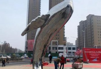 大型鯨魚(yú)雕塑，鏤空燈光原理，動(dòng)物廣場(chǎng)擺件